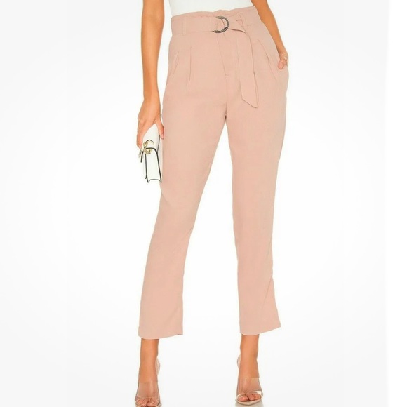JOIE IANNA PANTS pink Pleated Belted Crepe Tapered Cropped $248 - Picture 1 of 5
